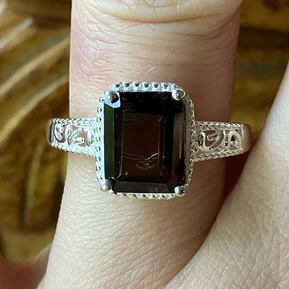 Natural Smoky Quartz Sterling Silver Ring Discounted Size 7 - Picture 1 of 10